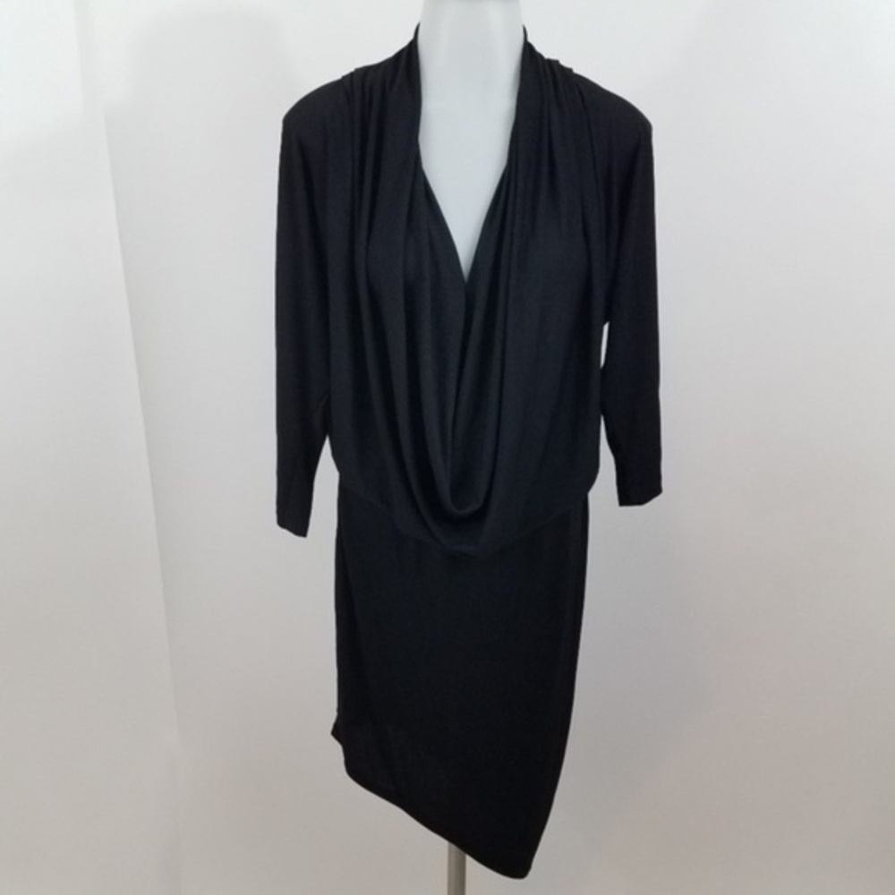 JustFab black asymmetrical hem‎ with draped…